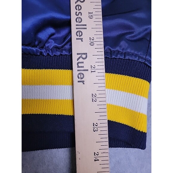 Vintage Starter Notre Dame Bomber Jacket Mens L Blue Satin Embroidered Irish 90s - Picture 13 of 14
